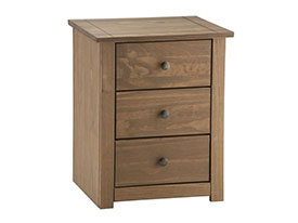 Birlea Santiago 3 Drawer Bedside in Distressed Pine