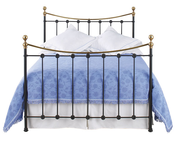 OBC Carrick 3ft Single White With Brass Metal Headboard by Original  Bedstead Company